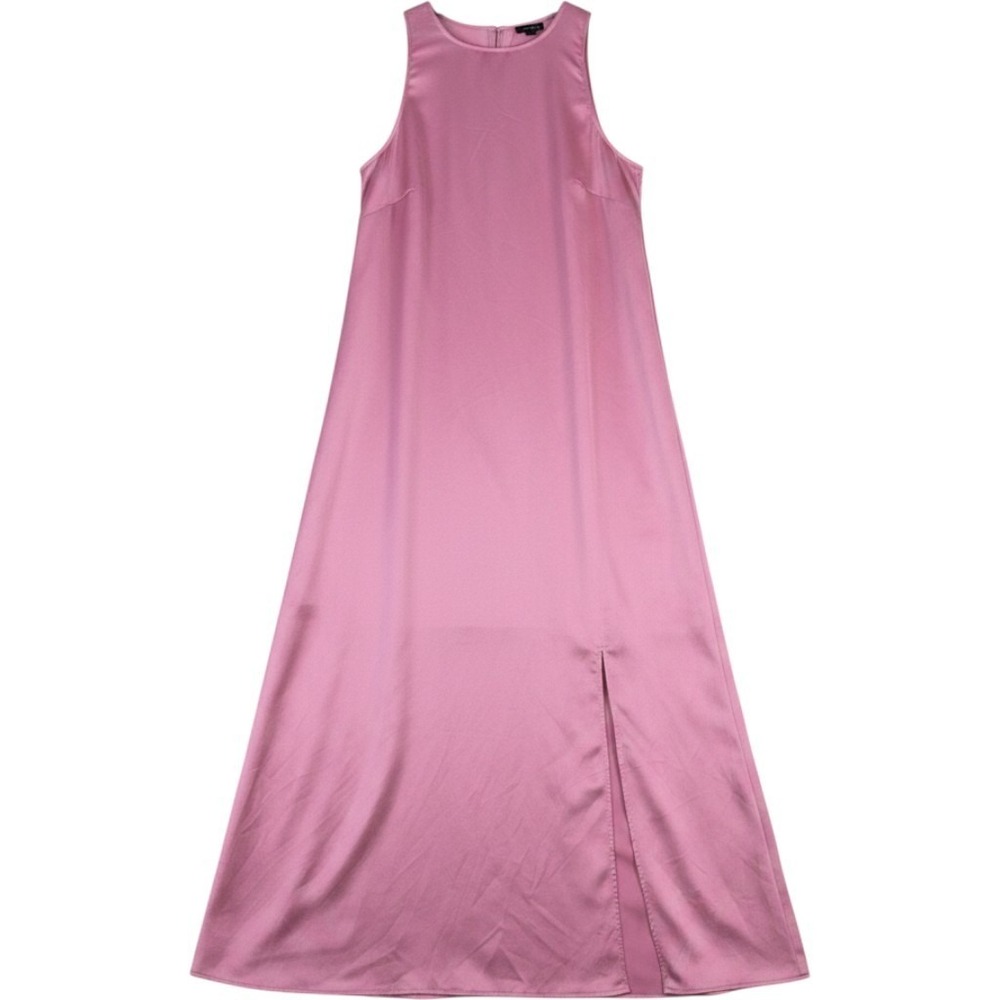 Ann Taylor Dress Womens 6‎ Pink Satin Sleeveless Lined Maxi Keyhole Back Slit